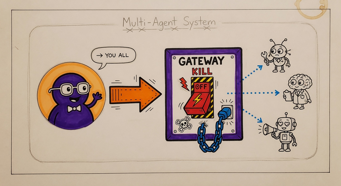 Cover illustration for Multi-Agent OpenClaw Architecture with a Kill Switch: Why Every AI Agent Needs a Gateway